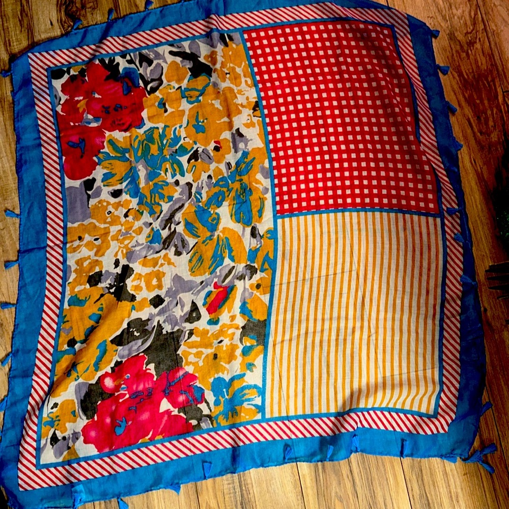 NWT colorful floral scarf from Jazmin. 40 inches squared in size .